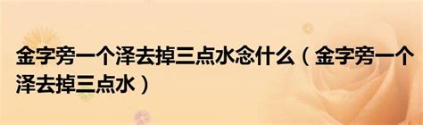 澤 金字旁|“泽”去掉三点水，换成“金”字旁读什么？